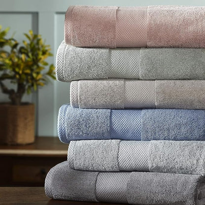 Modern Threads 600 GSM 6-Piece Towel Set with Filgree Jacquard Border Blue