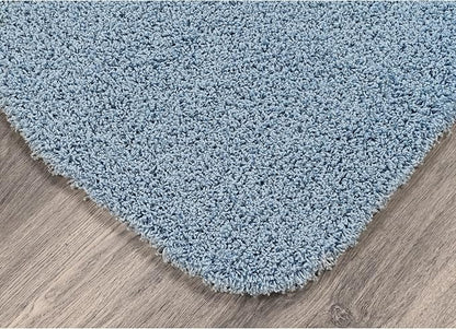 Garland Rug Jazz Nylon Washable 22 in. x 60 in. Basin Blue Bath Rug Soft, Absorbent, and Stylish for Your Bathroom