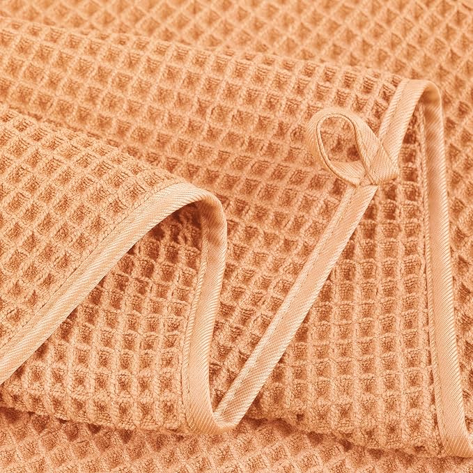 POLYTE 430 GSM Poly Blend Microfiber Quick Dry Waffle Bath Towel, 30x60 in | 4 Pack, Oversize, Lint Free, Body Towel