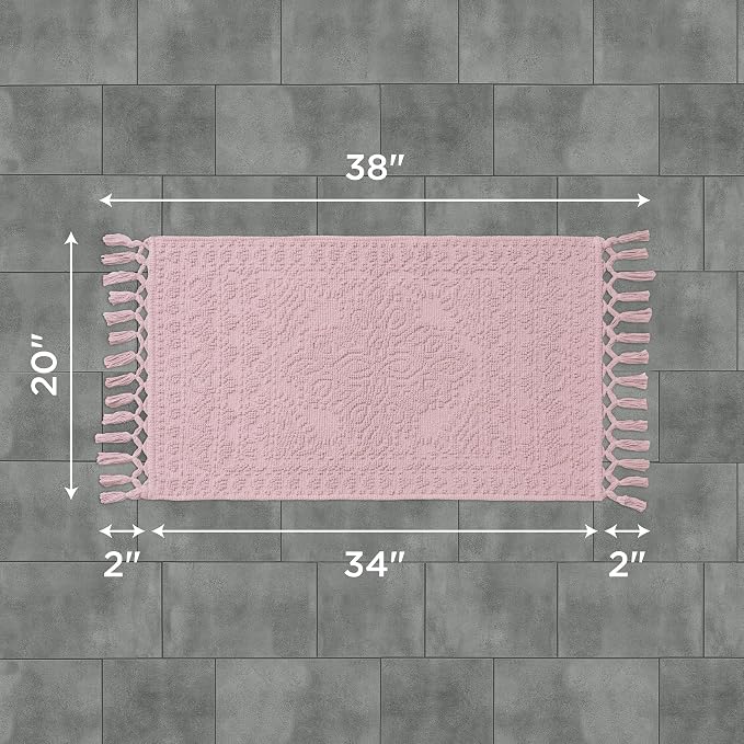 French Connection Nellore Bath Rugs, Woven and Beaded Bath Mats, Durable and Thick Bath Mats for Bathroom and Shower Rugs, 20" x 38", Light Purple