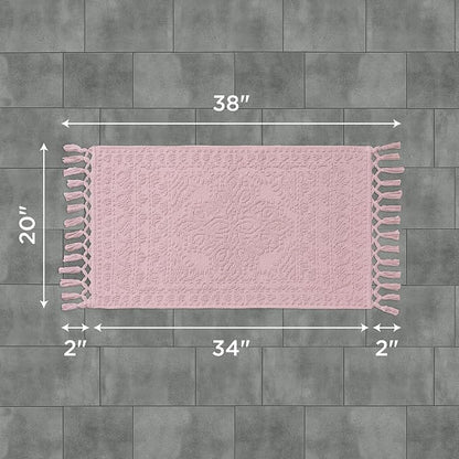 French Connection Nellore Bath Rugs, Woven and Beaded Bath Mats, Durable and Thick Bath Mats for Bathroom and Shower Rugs, 20" x 38", Light Purple