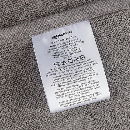 Amazon Basics Banded Bathroom Bath Rug Mat, Machine Washable, 100% Cotton, 31" x 20", Powder Gray