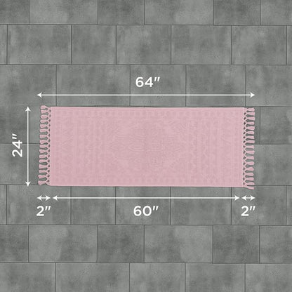 French Connection Nellore Bath Rugs, Woven and Beaded Bath Mats, Durable and Thick Bath Mats for Bathroom and Shower Rugs, 20" x 64", Light Purple