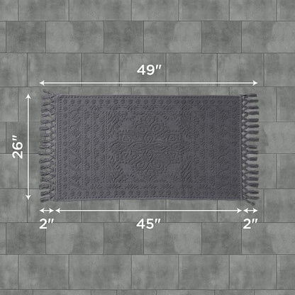 French Connection Nellore Bath Rugs, Woven and Beaded Bath Mats, Durable and Thick Bath Mats for Bathroom and Shower Rugs, 26" x 49", Charcoal