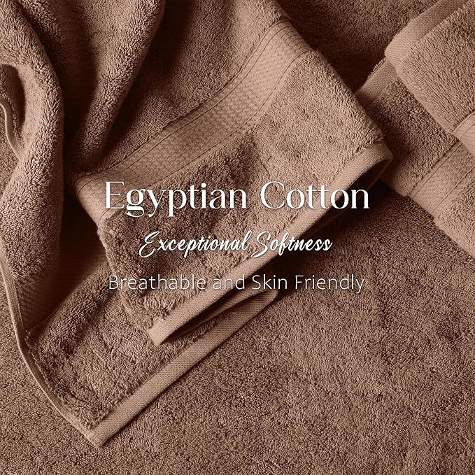 Superior Egyptian Cotton Plush & Absorbent, Bath Towel Set of 4, Chocolate | Quick Dry, Soft Luxury Towel Set, Bath Essentials for Bathroom, Guest Bath, Spa, 4 Piece Bath, Madeline Towels