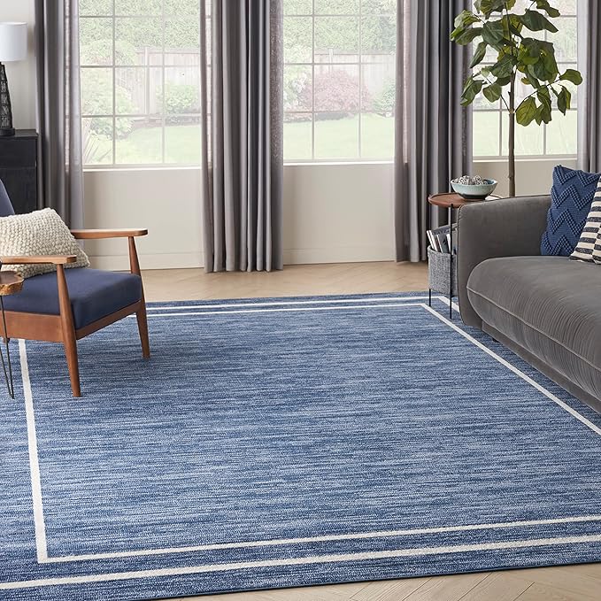 Nourison Home Nourison Essentials Navy/Ivory 9' x 12' Area Rug - Easy Clean, Non Shedding, Bed Room, Living Room, Dining Room, Kitchen (9' x 12')