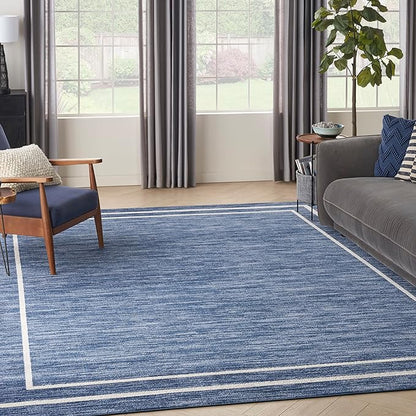 Nourison Home Nourison Essentials Navy/Ivory 9' x 12' Area Rug - Easy Clean, Non Shedding, Bed Room, Living Room, Dining Room, Kitchen (9' x 12')