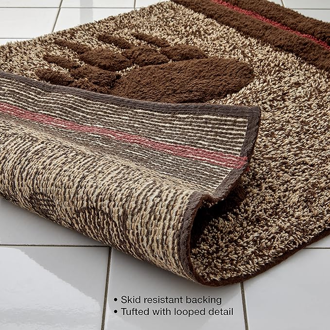 SKL Home Yellowstone Sundance Rug, Brown | 100% Cotton with anti-slip Latex backing. Great for the bathroom, kitchen & lodge/cabin décor. Machine washable.