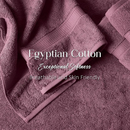 Superior Egyptian Cotton Plush & Absorbent, Bath Towel Set of 4, Plum | Quick Dry, Soft Luxury Towel Set, Bath Essentials for Bathroom, Guest Bath, Spa, 4 Piece Bath, Madeline Towels
