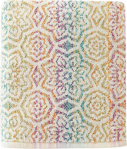 SKL Home Rhapsody Bath Towel, Premium 100% Cotton, Multi | 550 GSM weight. Spa-level quality. Soft & absorbent terry. Reversible jacquard pattern for 2-looks-in-1.