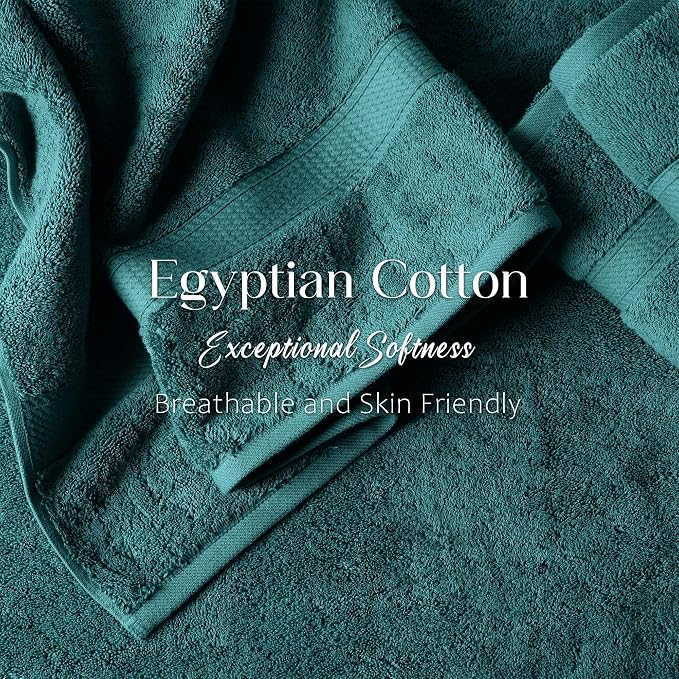 Superior Egyptian Cotton Plush & Absorbent, Bath Towel Set of 4, Teal | Quick Dry, Soft Luxury Towel Set, Bath Essentials for Bathroom, Guest Bath, Spa, 4 Piece Bath, Madeline Towels