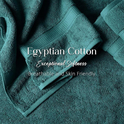 Superior Egyptian Cotton Plush & Absorbent, Bath Towel Set of 4, Teal | Quick Dry, Soft Luxury Towel Set, Bath Essentials for Bathroom, Guest Bath, Spa, 4 Piece Bath, Madeline Towels
