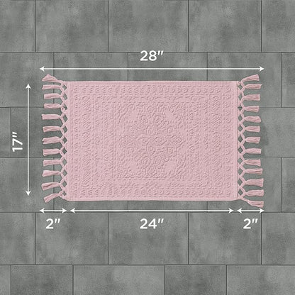 French Connection Nellore Bath Rugs, Woven and Beaded Bath Mats, Durable and Thick Bath Mats for Bathroom and Shower Rugs, 17" x 28", Light Purple