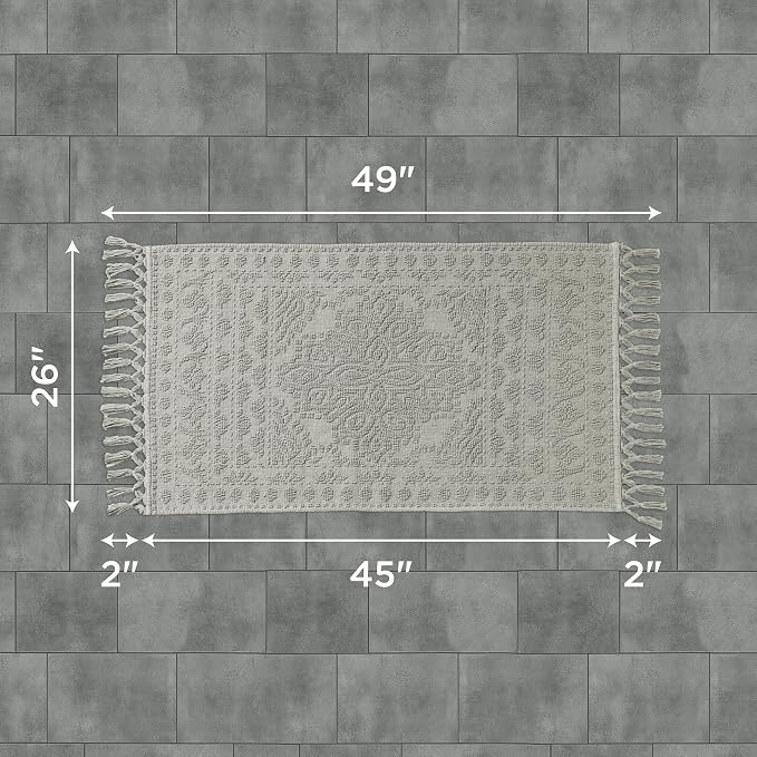 French Connection Nellore Bath Rugs, Woven and Beaded Bath Mats, Durable and Thick Bath Mats for Bathroom and Shower Rugs, 26" x 49", Medium Grey
