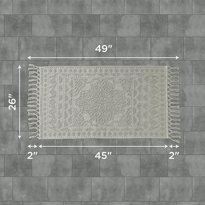 French Connection Nellore Bath Rugs, Woven and Beaded Bath Mats, Durable and Thick Bath Mats for Bathroom and Shower Rugs, 26" x 49", Medium Grey