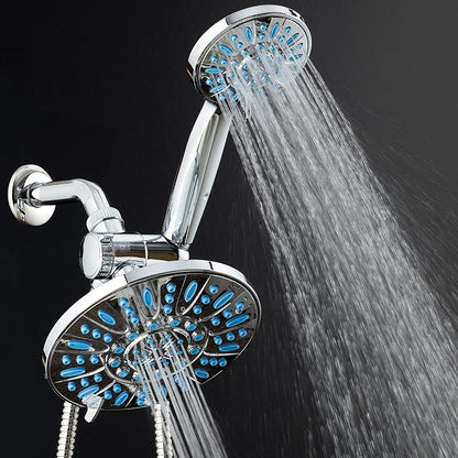Antimicrobial/Anti-Clog High-Pressure 30-setting Rainfall Shower Combo by AquaDance with Microban Nozzle Protection from Growth of Mold Mildew & Bacteria for Stronger Shower! Wave Blue | Enjoy More Power & Better Shower Hygiene with Lifetime Antimicrib...