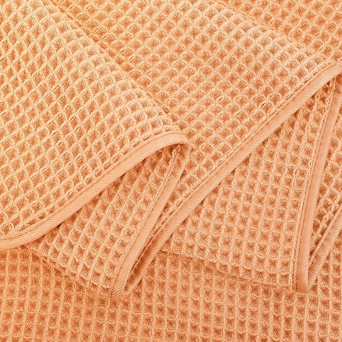 POLYTE 430 GSM Poly Blend Microfiber Quick Dry Waffle Bath Towel, 30x60 in | 4 Pack, Oversize, Lint Free, Body Towel