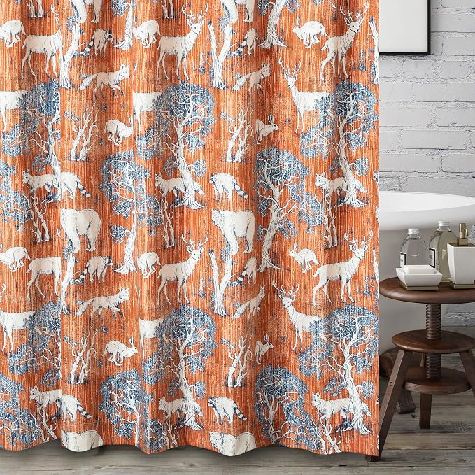 Greenland Home Fashions Fabric Sensations Shower Curtain, Stylish Bathroom Decor, Machine Washable, 72 inches x 72 inches, Menagerie
