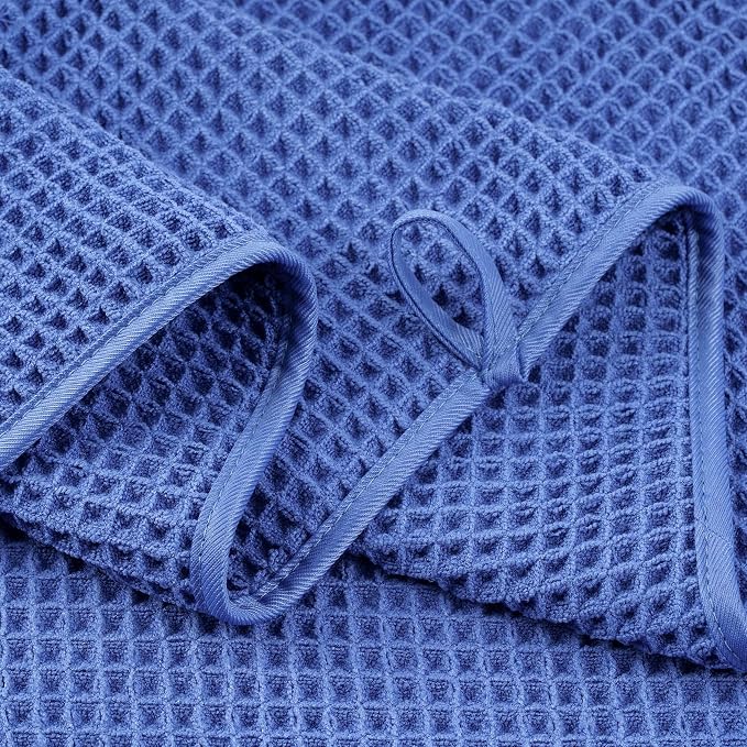 POLYTE 430 GSM Poly Blend Microfiber Quick Dry Waffle Bath Towel, 30x60 in | 4 Pack, Oversize, Lint Free, Body Towel