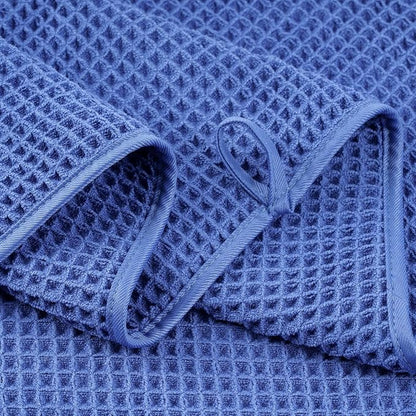 POLYTE 430 GSM Poly Blend Microfiber Quick Dry Waffle Bath Towel, 30x60 in | 4 Pack, Oversize, Lint Free, Body Towel