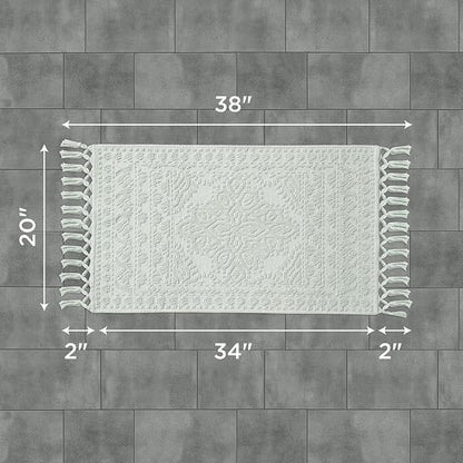 French Connection Nellore Bath Rugs, Woven and Beaded Bath Mats, Durable and Thick Bath Mats for Bathroom and Shower Rugs, 20" x 38", Light Blue