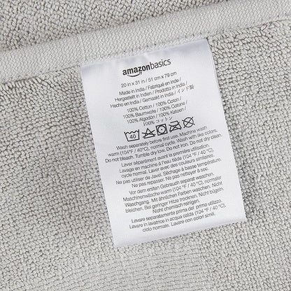 Amazon Basics Banded Bathroom Bath Rug Mat, Soft Silver, 31 inches L x 20 inches W (Pack of 2)
