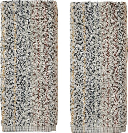SKL Home Rhapsody Hand Towel Set-2pc, Premium 100% Cotton, Spice | 550 GSM weight. Spa-level quality. Soft & absorbent, reversible jacquard. For the bathroom, kitchen, bar or any sink space.