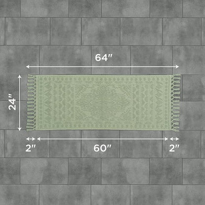 French Connection Nellore Bath Rugs, Woven and Beaded Bath Mats, Durable and Thick Bath Mats for Bathroom and Shower Rugs, 24" x 64", Sage Green