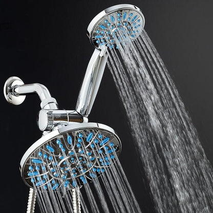 Antimicrobial/Anti-Clog High-Pressure 30-setting Rainfall Shower Combo by AquaDance with Microban Nozzle Protection from Growth of Mold Mildew & Bacteria for Stronger Shower! Wave Blue | Enjoy More Power & Better Shower Hygiene with Lifetime Antimicrib...