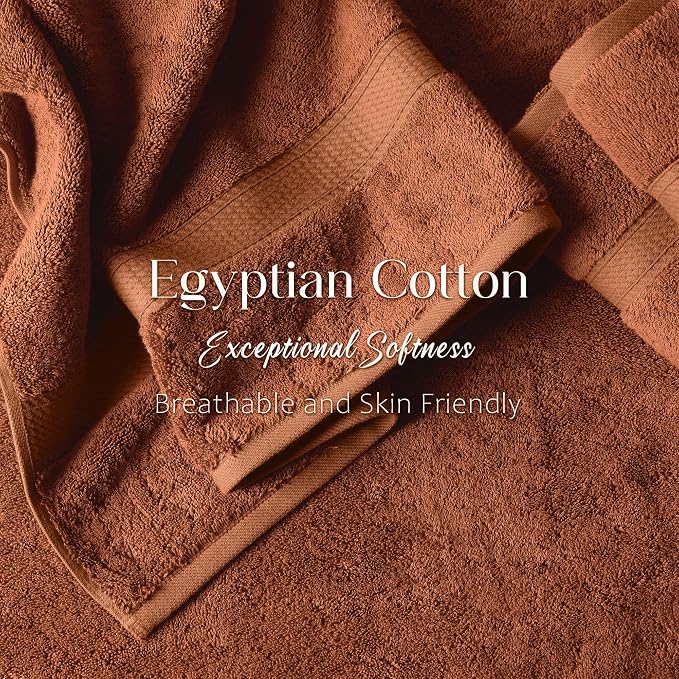 SUPERIOR Egyptian Cotton Pile Heavyweight Bath Sheet, 2 Piece Set, Rust | Highly Absorbent, Ultra Soft Luxury 800 GSM Towel Set for Bathroom, Shower, Hotel Essentials Oversize Plush Madeline Towels