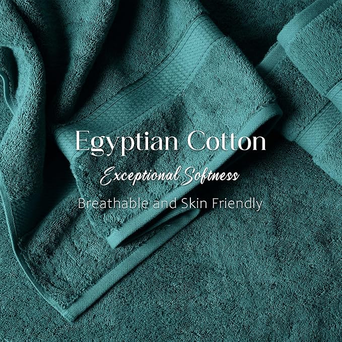Superior Egyptian Cotton Ultra Plush & Absorbent, 3 Piece Set, Teal | Quick Dry, Soft Luxury Towel Set, Bath Essentials, Guest Bath, Spa, 1 Bath, 1 Hand, 1 Face Towels, Madeline Towels
