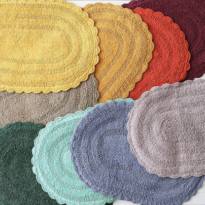 DII Crochet Collection Reversible Bath Mat, Small Oval, 17x24, Honey Gold