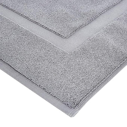 Amazon Basics Banded Bathroom Bath Rug Mat, Machine Washable, 100% Cotton, 31" x 20", Powder Gray