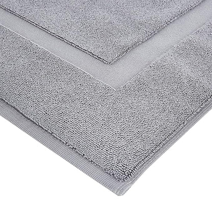 Amazon Basics Banded Bathroom Bath Rug Mat, Machine Washable, 100% Cotton, 31" x 20", Powder Gray