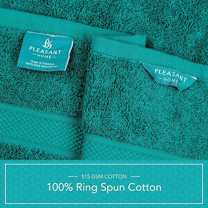 Pleasant Home Bath Towels Set of 6 (24” x 50”) 100% Cotton, 515 GSM | Lightweight, Soft & Highly Absorbent Luxury Towels for Bathroom | for Gym, Pool & Spa | 6 Pack, Teal