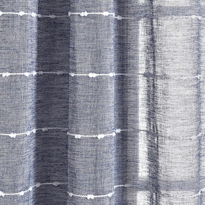 Lush Decor Farmhouse Textured Sheer Window Curtain Valance, 52"W x18"L, Navy
