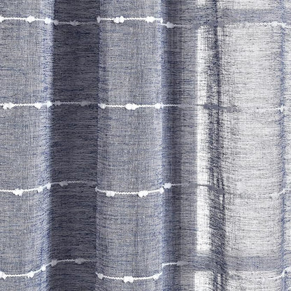 Lush Decor Farmhouse Textured Sheer Window Curtain Valance, 52"W x18"L, Navy