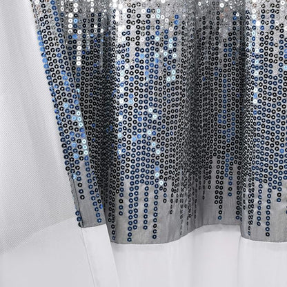 Lush Decor Night Sky Window Curtain Panel, Single 42"W x 95"L Navy & White - Sequin Backdrop Curtain - Room Darkening Curtains For Bedroom - Glam Decor