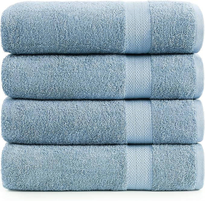 LANE LINEN Towel Set Soft Absorbent Quick Dry 100% Cotton 4 Piece - Allure | Cotton Bath Towels - Lightweight & Breathable, Fade-Resistant Color, Classic Terry Weave, Densely Woven, Coordinated Colors