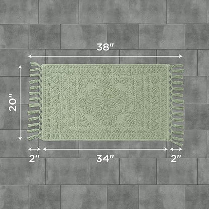 French Connection Nellore Bath Rugs, Woven and Beaded Bath Mats, Durable and Thick Bath Mats for Bathroom and Shower Rugs, 20" x 38", Sage Green