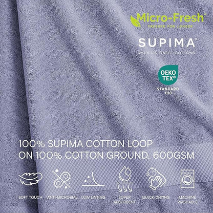 Lacoste Heritage 100% Supima Cotton Bath Sheet, Light Denim, 35" x 70" – Highly Absorbent & Quick Drying, Premium Super Soft Bath Towel, Bathroom Essential, Gift for All Occasions, Machine Washable