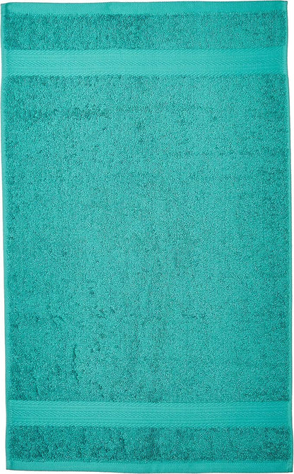 Amazon Basics Fade-Resistant 100% Cotton Hand Towels for Bathroom, Soft Absorbent, 26 x 16 inches, Teal, 6-Pack