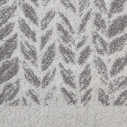 SKL Home Distressed Leaves Bath Towel Set-4pc, 100% Turkish Cotton, Gray | 2 Bath towels, 2 hand towels. 600 GSM weight. Spa-level quality. Soft & absorbent, reversible jacquard.