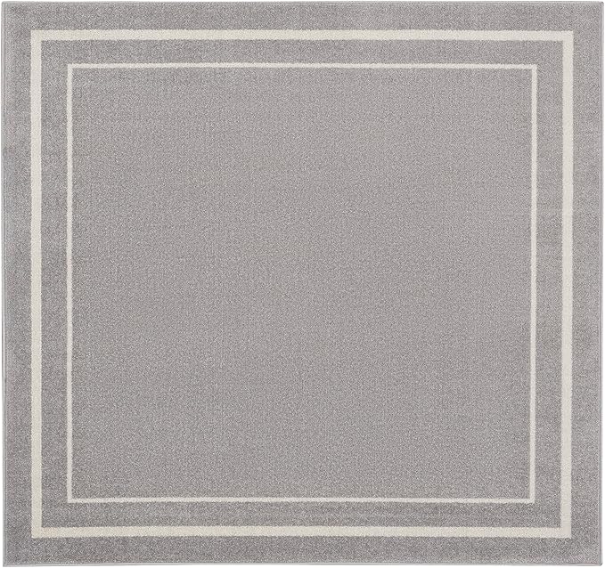 Nourison Home Nourison Essentials Grey Ivory 5' x Square Area Rug - Easy Clean, Non Shedding, Bed Room, Living Room, Dining Room, Kitchen (5' x Square)