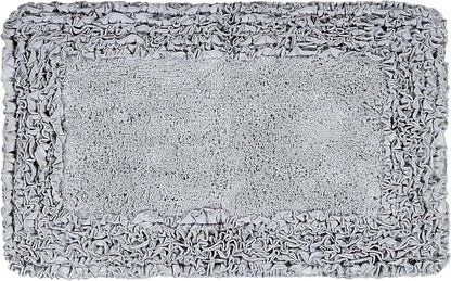 Better Trends Bath Rug 100% Cotton Non-Slip Bath Mat Soft Water Absorbent, Washable Rugs for Bedroom, Bathroom Floor Decor, Tub, Laundry Room Kitchen Rug, 21" x 34" Silver Shaggy Border Collection