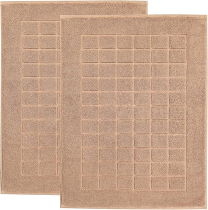 Superior 100% Cotton Bathmat Set, Bath Mats, Bathroom Decor, Shower, Bathtub Essentials, Home Accessories, Small Washable Rug, No Backing, Heavyweight, Nora Collection, Set of 2, 22" x 35", Toast