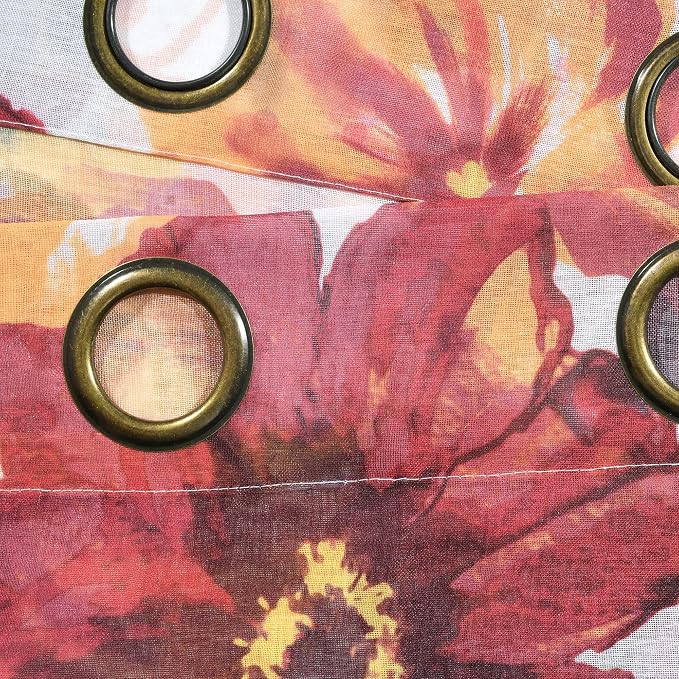 Lush Decor Leah Floral Sheer Window Curtain Panels Pair 52"W x 84"L Red & Orange - Floral Curtains for Bedroom - Sheer Curtains for Living Room
