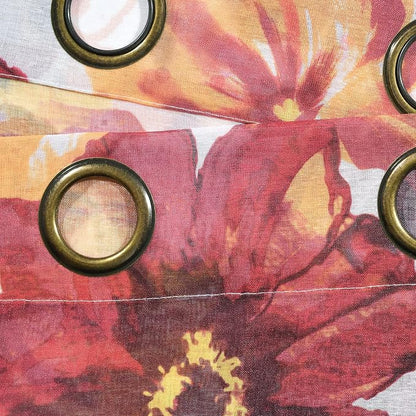 Lush Decor Leah Floral Sheer Window Curtain Panels Pair 52"W x 84"L Red & Orange - Floral Curtains for Bedroom - Sheer Curtains for Living Room