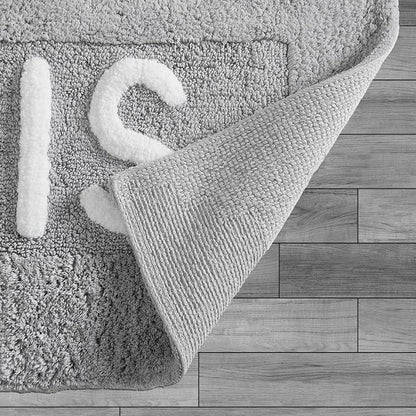Creative Home Ideas Cotton 2-Piece Bath Rug Set - Soft Cotton Bath Mat - Bathroom Decor - Water Absorbent and Machine Washable - Measures 20"x32" - "His & Hers" - Lakeside Grey