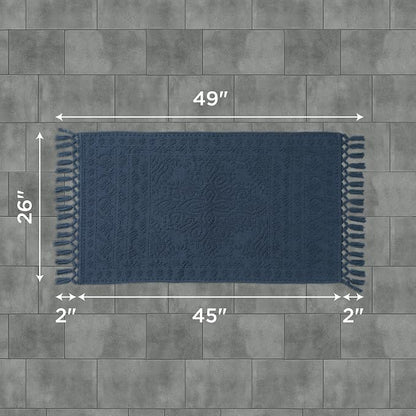 French Connection Nellore Bath Rugs, Woven and Beaded Bath Mats, Durable and Thick Bath Mats for Bathroom and Shower Rugs, 26" x 49", Navy